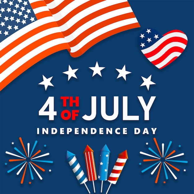 Celebrate il Giorno dell'Indipendenza con fuochi d'artificio e la bandiera americana