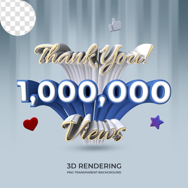 Célébration 1 Million De Vues Vidéo Modèle D'affiche Rendu 3d