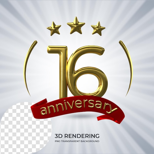 PSD célébration 16 anniversaire affiche rendu 3d