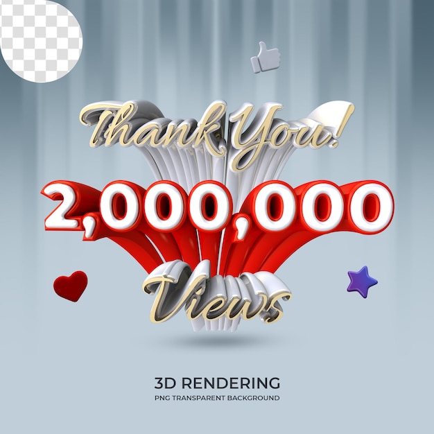 PSD celebration 2 millionen videoaufrufe plakatvorlage 3d-rendering