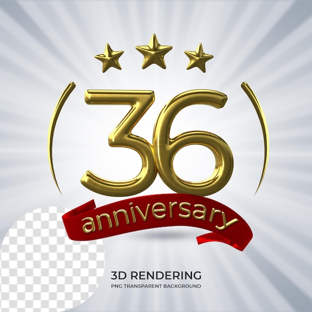 PSD célébration 36 anniversaire affiche rendu 3d