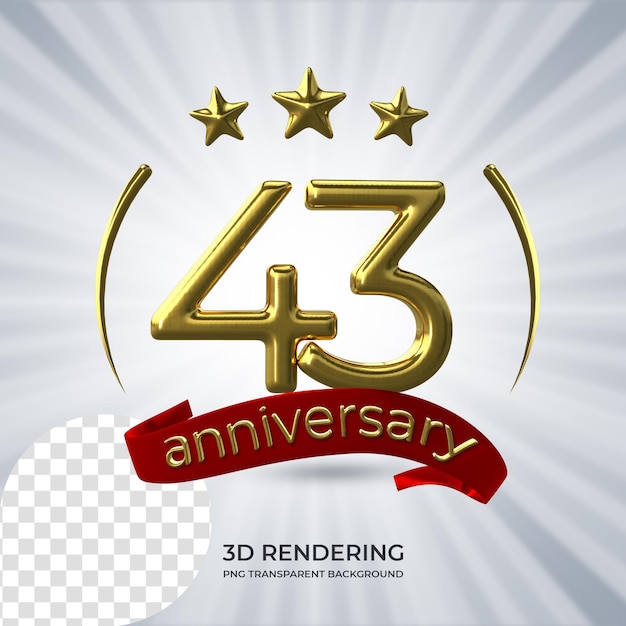 PSD célébration 43 anniversaire affiche rendu 3d