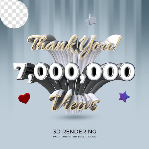 PSD célébration 7 millions de vues vidéo modèle d'affiche rendu 3d