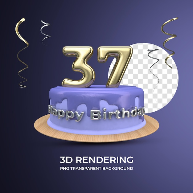 PSD célébration de l'anniversaire de 37 ans rendu 3d