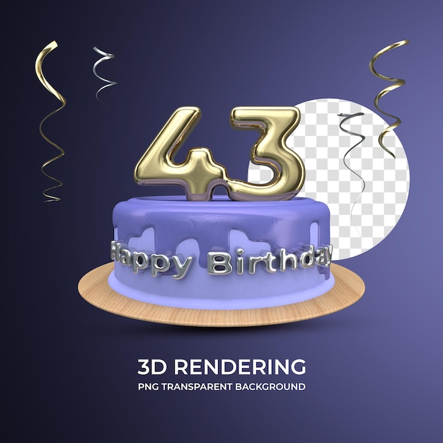 PSD célébration de l'anniversaire de 43 ans rendu 3d