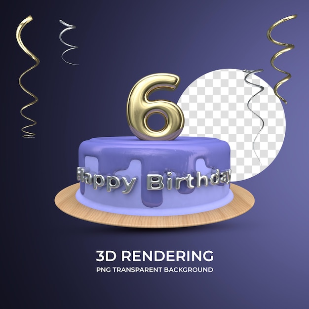 Célébration De L'anniversaire De 6 Ans Rendu 3d