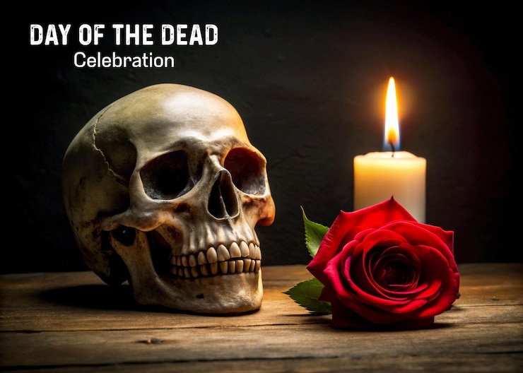 PSD célébration bannière du mexique jour des morts festivités événements conception générée par ai