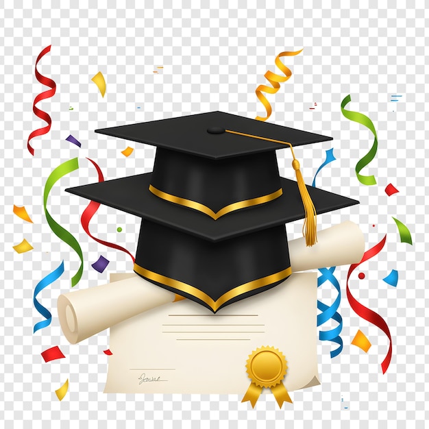 Célébration de la cérémonie de remise des diplômes avec du mortier et des confettis