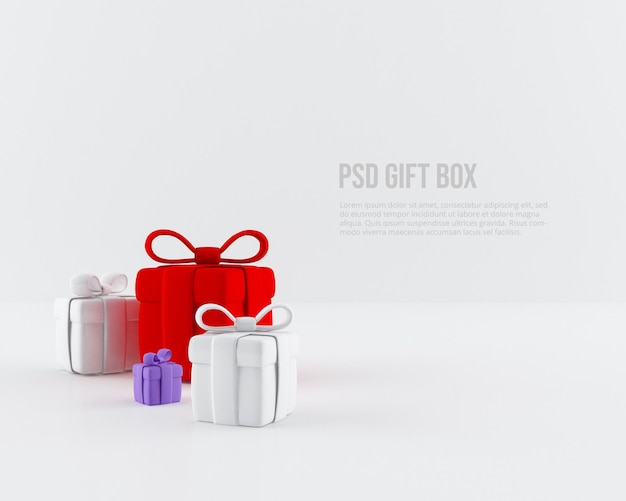 célébration et coffret cadeau coloré en rendu 3d