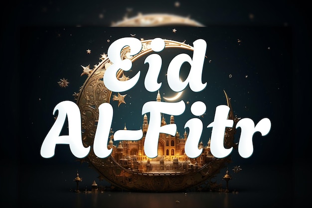 Célébration De La Décoration Islamique De L'aïd Al-fitr Mubarak