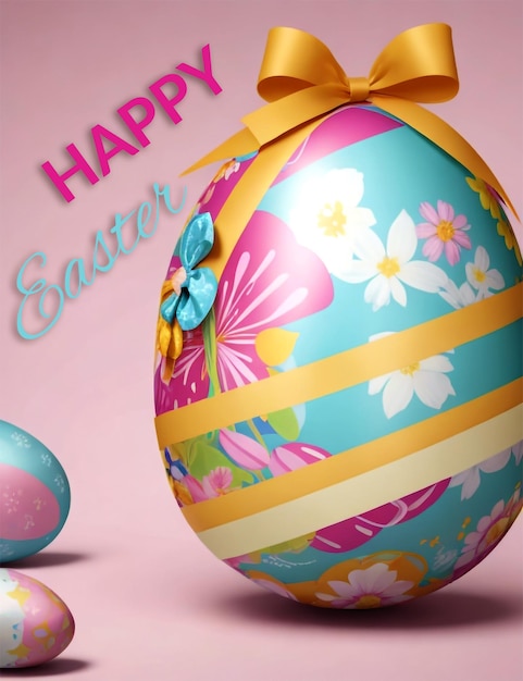 PSD célébration du jour de pâques arrière-plan avec des œufs de pâque décorés de couleurs comme cadeau modèle psd