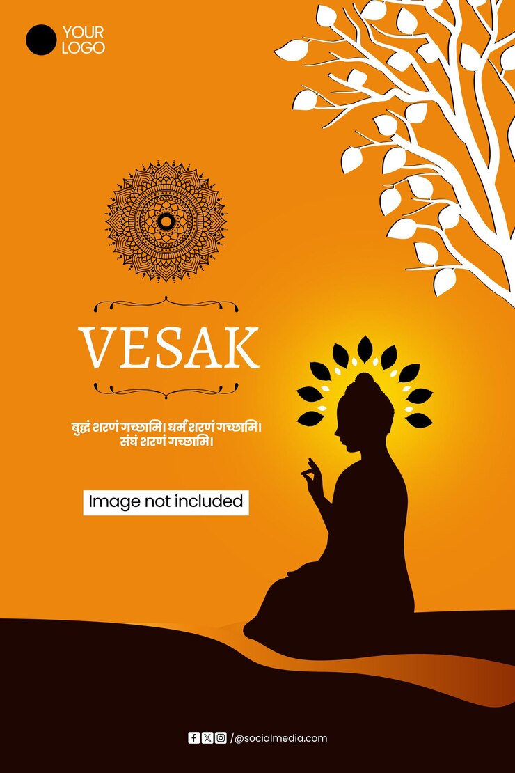 PSD célébration du vesak une affiche sur le thème du bouddha