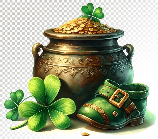 PSD célébration de la fête de saint-patrick clipart à l'aquarelle