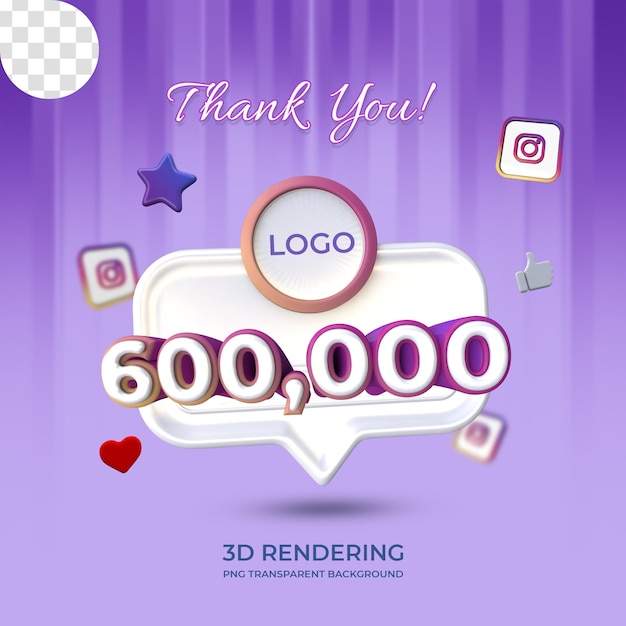 Célébration Instagram 60k Abonnés Modèle D'affiche Rendu 3d