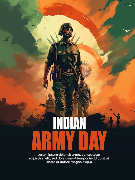PSD célébration de la journée de l'armée indienne modèle de post sur les médias sociaux modèle de bannière modèle