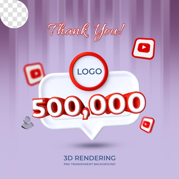 PSD celebration youtube 50.000 abonnenten plakatvorlage 3d-rendering