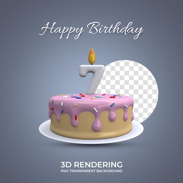 Celebrazione 7 anni di rendering 3d di compleanno