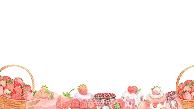 celebrazione della fragola dolce festa della fragola disegno a acquerello a mano di cornice di pittura