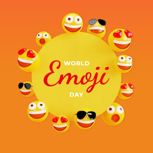 Celebrazione della giornata mondiale delle emoji in 3D
