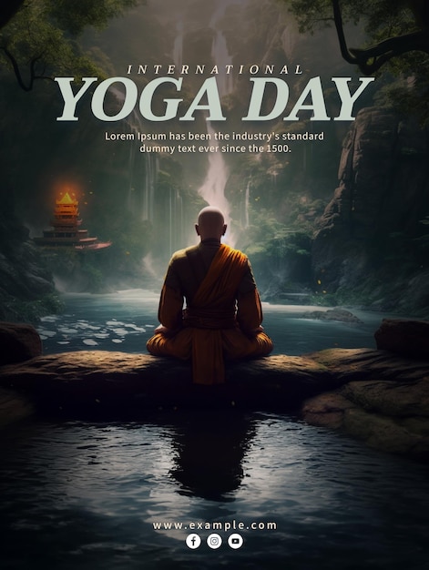 Celebrazione della giornata mondiale dello yoga Design della giornata mondiale dello yoga con pose piene di sentimento e PSD della giornata mondiale dello yoga