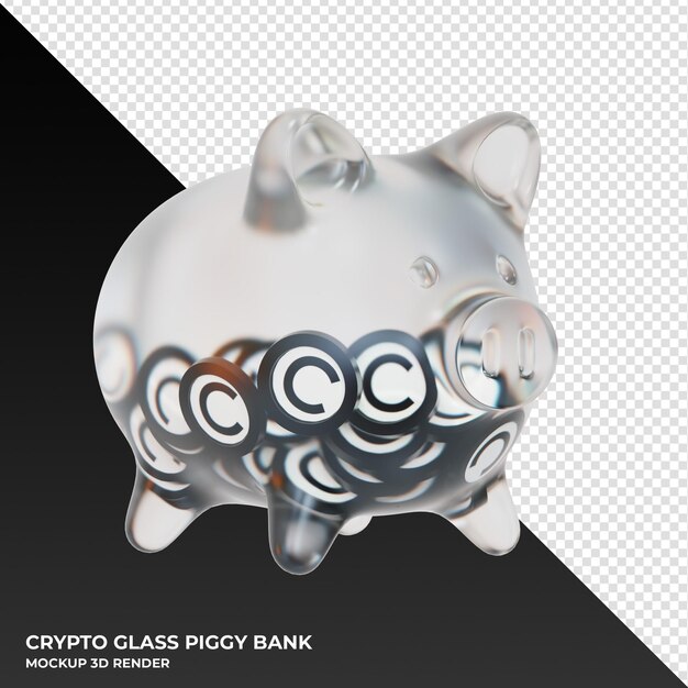 PSD celer network celr hucha de vidrio con cripto monedas ilustración 3d