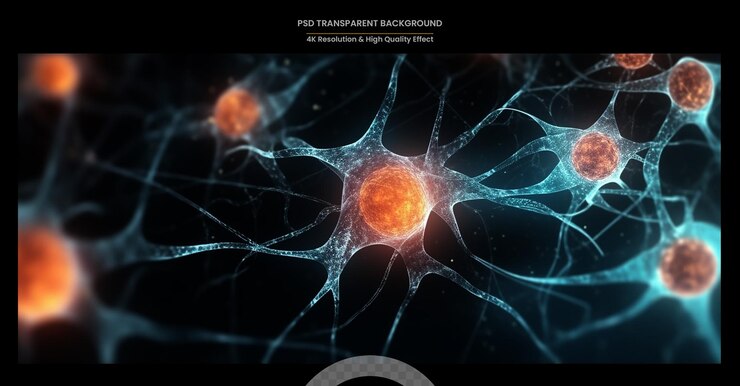 PSD cellule nervose con nodi di collegamento luminosi
