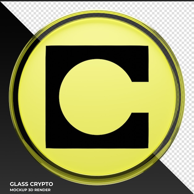 PSD celo glass crypto coin ilustração 3d