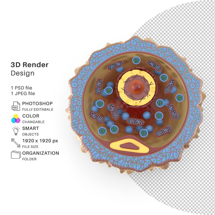 PSD célula de óvulo humano modelado 3d archivo psd célula de óvulo humano realista