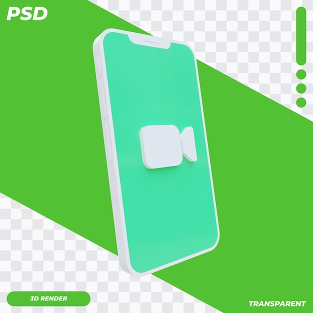 Celular 3d com ícone de tempo de face