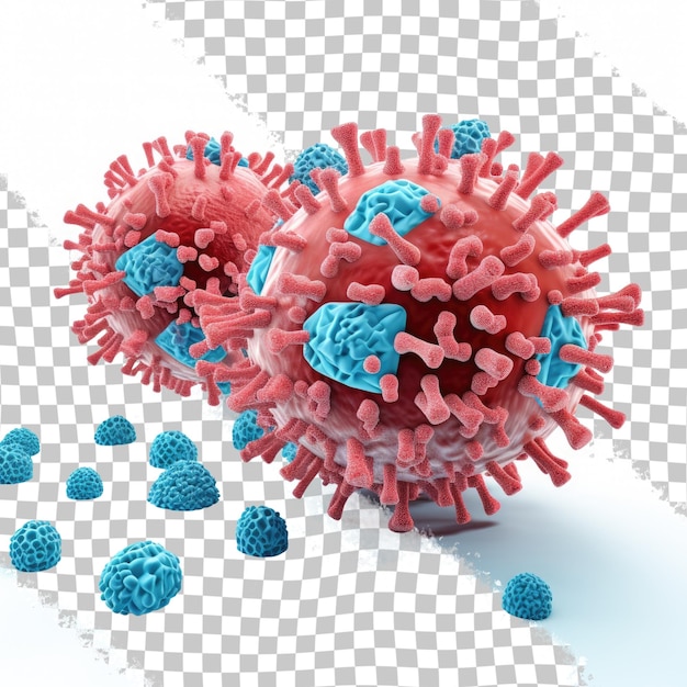 PSD células de coronavirus o moléculas de bacterias virus covid19 virus aislado en un closeup transparente de f