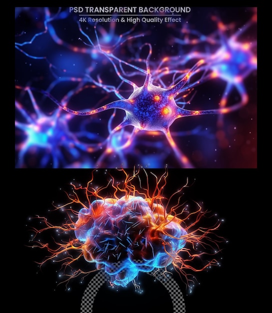 PSD células nervosas ativas renderização 3d