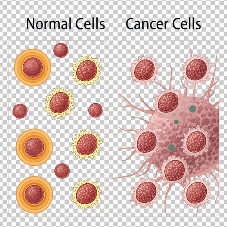 PSD las células normales y defectuosas y la ciencia de las células cancerosas