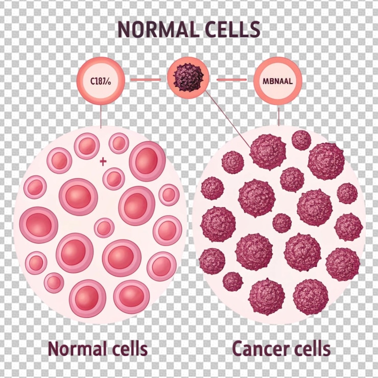 PSD las células normales y defectuosas y la ciencia de las células cancerosas