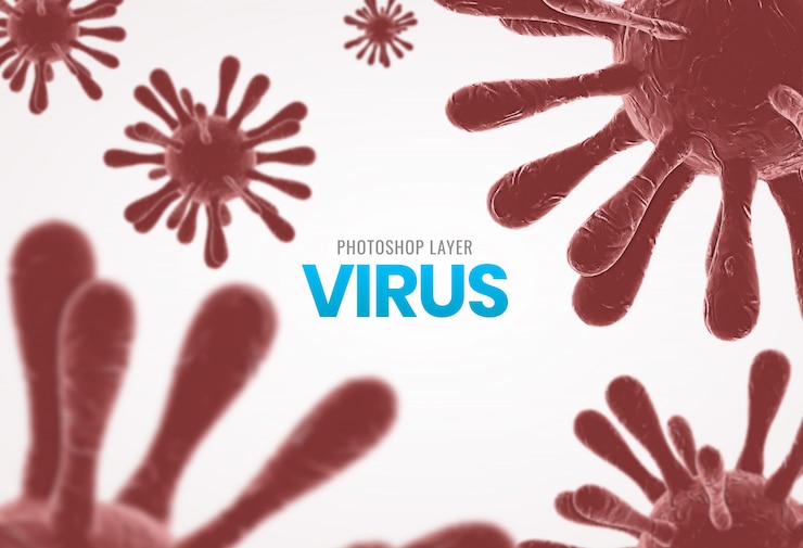 PSD células de virus microscópico médico cerrar fondo