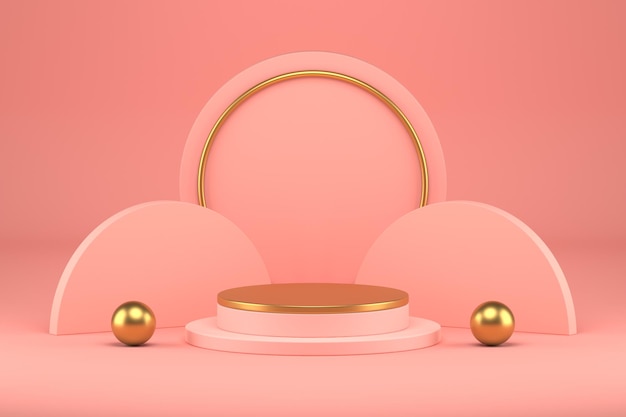 Cena 3D com cores rosa pódio para apresentação e plano de fundo do produto