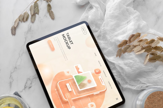 PSD cena com maquete de dispositivo tablet