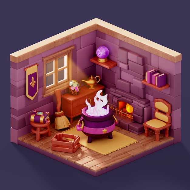 Cena de ilustração de fantasia