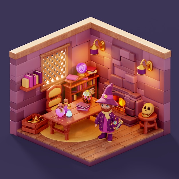 Cena de ilustração de fantasia