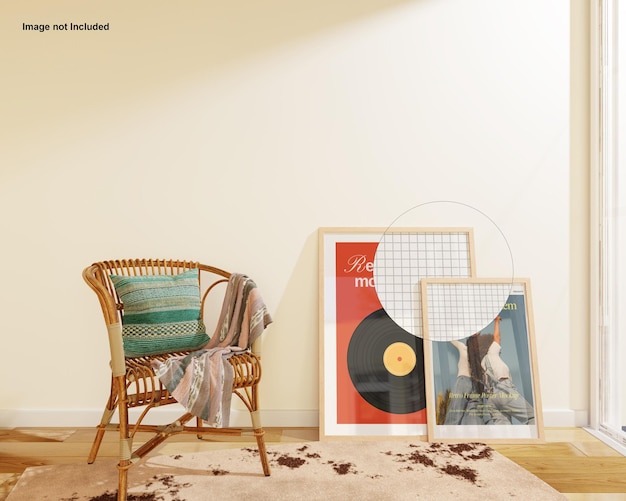 cena de maquete de quadro retro