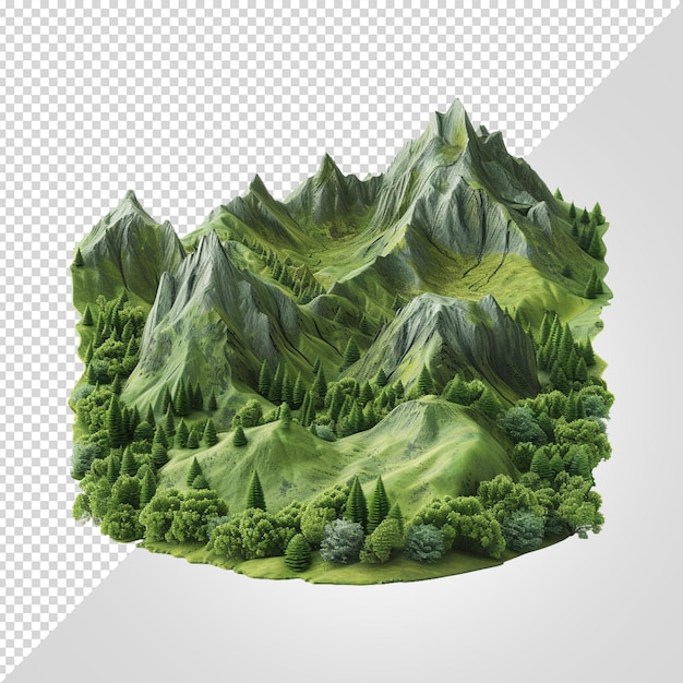 PSD cena de montanha realista isolada em fundo branco