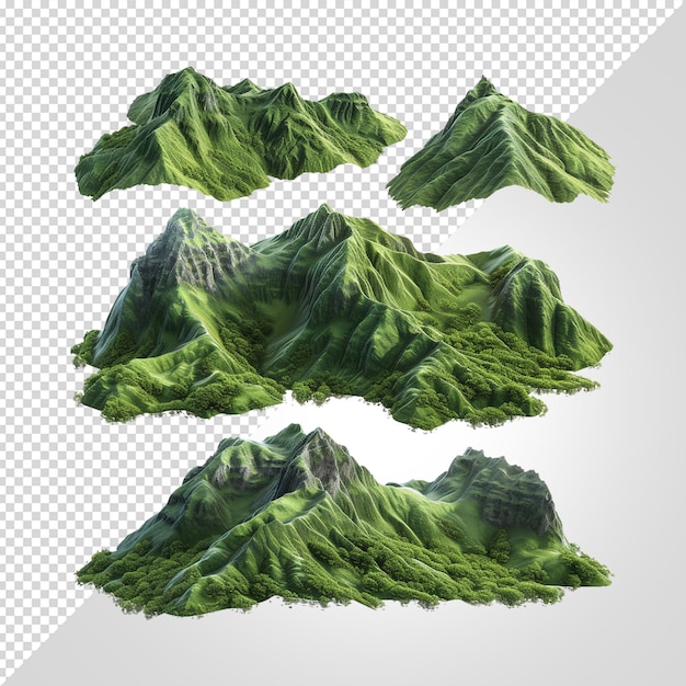 PSD cena de montanha realista isolada em fundo branco