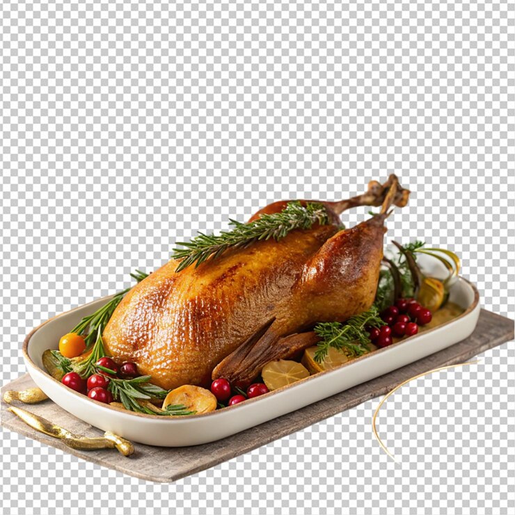 PSD cena festiva de vacaciones con pato asado png