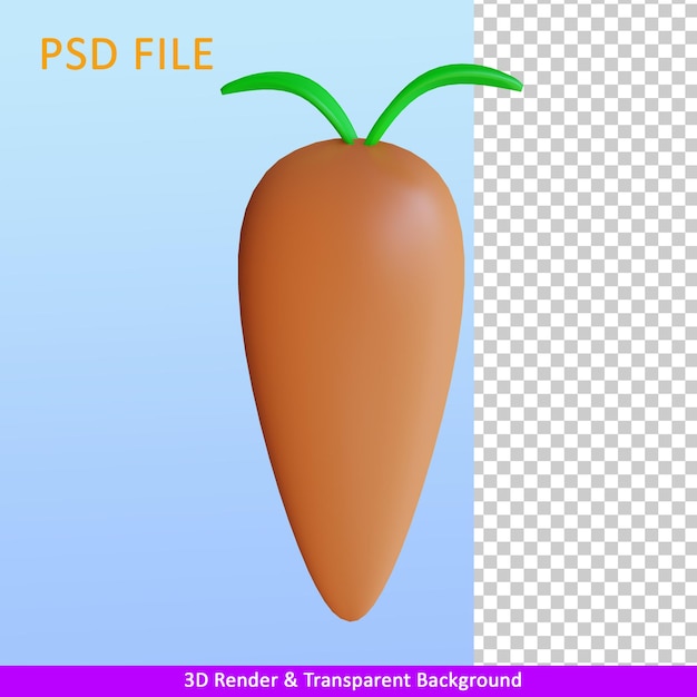 PSD cenoura de ilustração de renderização 3d