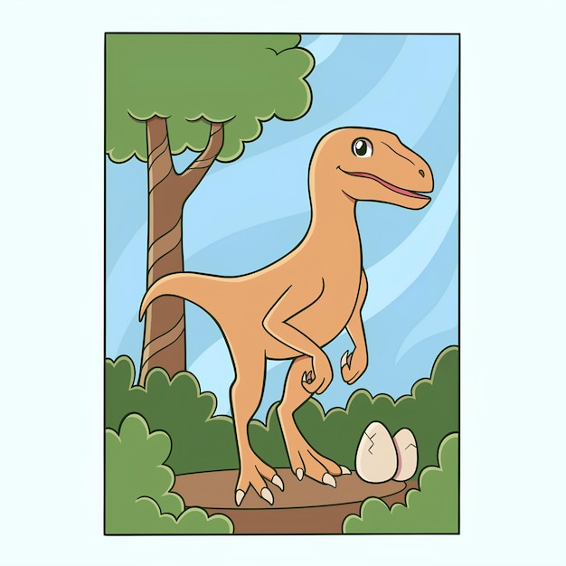 PSD cenoura de um velociraptor na floresta