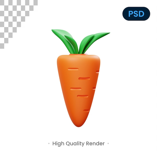 Cenoura ícone 3d psd premium