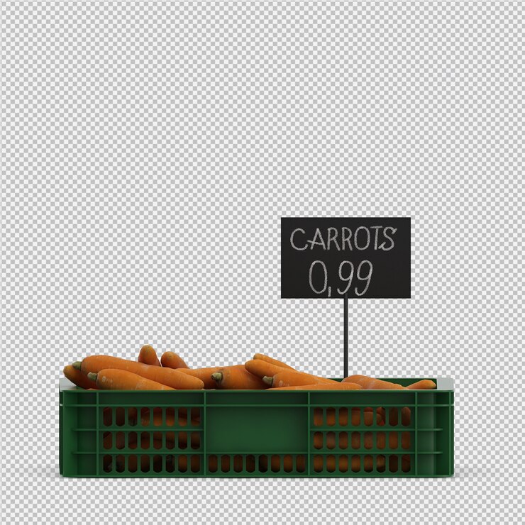 PSD cenouras isométricas 3d render