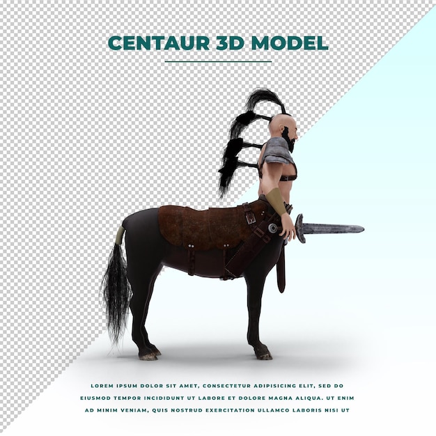 PSD centaure mythologie grecque créature mi-homme mi-cheval modèle isolé