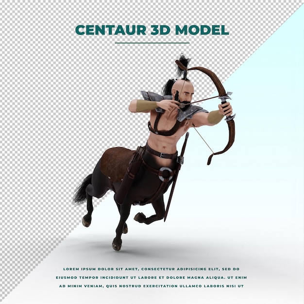 PSD centauro mitologia grega criatura meio homem meio cavalo modelo isolado