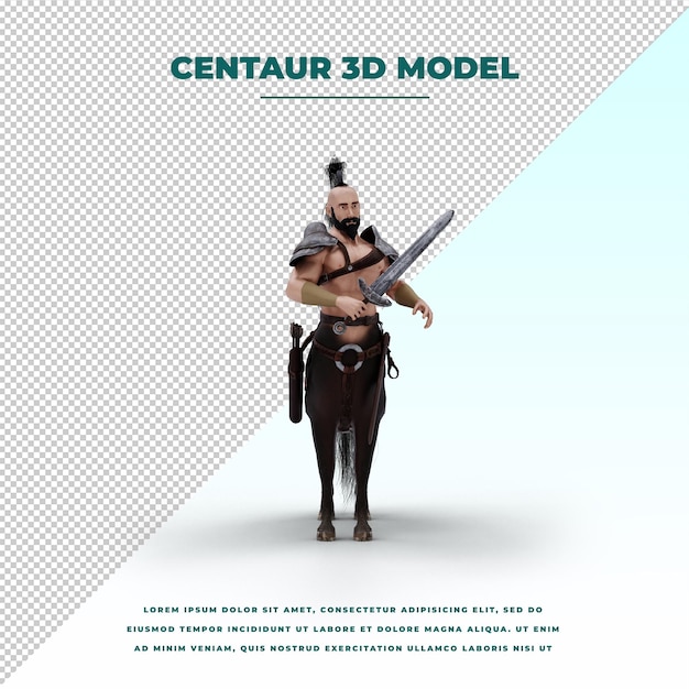 PSD centauro mitología griega criatura mitad hombre mitad caballo modelo aislado