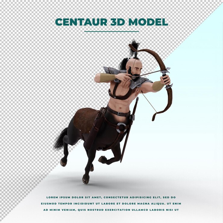 PSD centauro mitología griega criatura mitad hombre mitad caballo modelo aislado